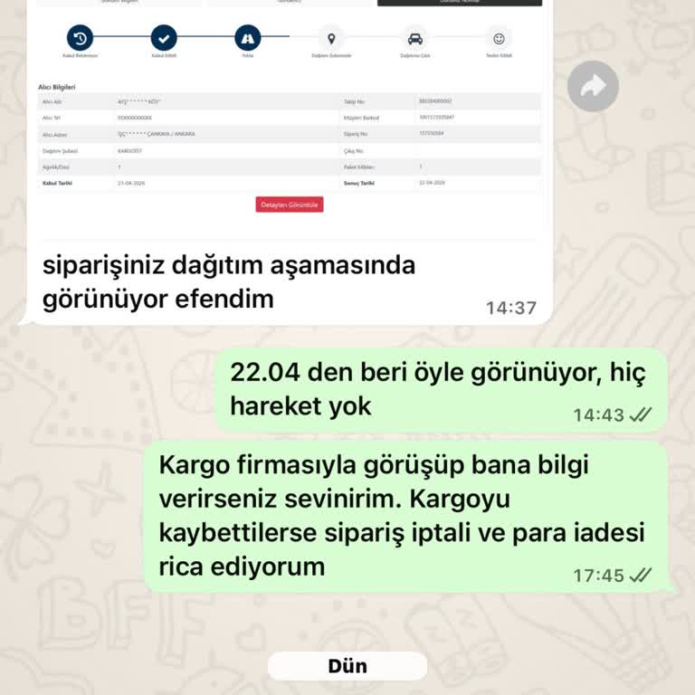 Ürün Teslim Edilmedi, Kargo Ve Firma Yanıtsız; İade Talebi