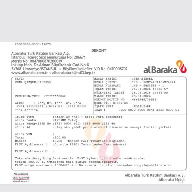 Ödenen Tavan İçi Lambanın Takip Numarası Gönderilmedi Ve İade Talebi