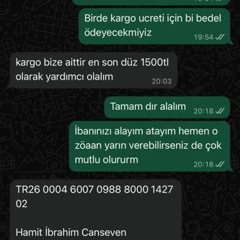 1500 TL Ödedim Ürün Gönderilmedi Ve İade Talep Ediyorum