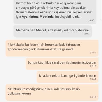 Kurumsal Fatura Kesilmediği İçin İade Faturası Şartı Kabul Edilemiyor