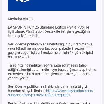 Bozuk Oyun Ve İade Reddi Nedeniyle Şikayet