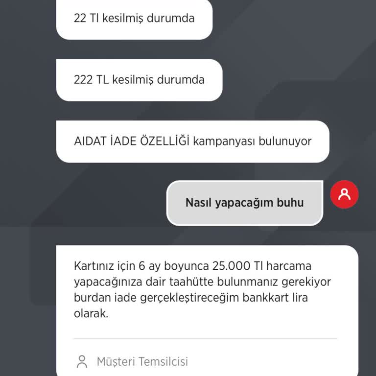 Kart Aidatı Kesintisi İçin Şartsız Nakit İade Talebi