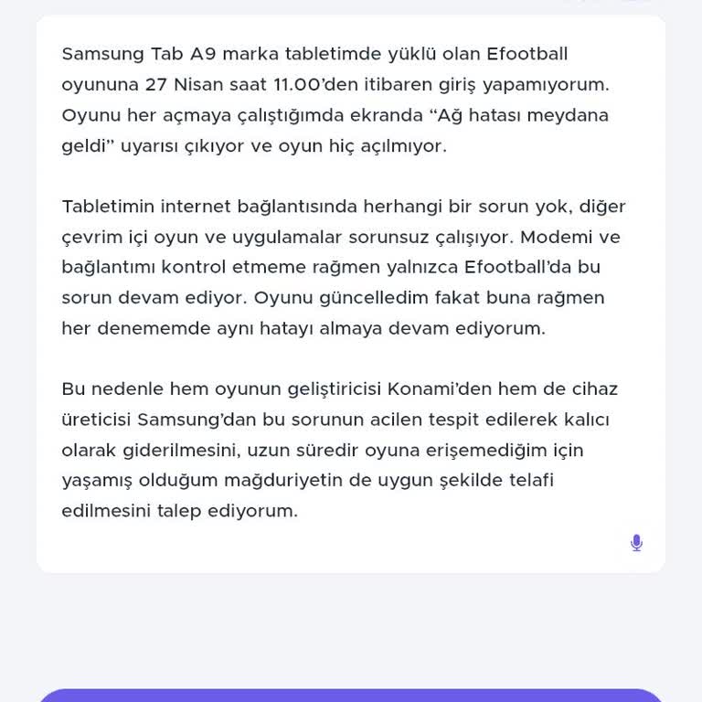 Samsung Tab A9'de Efootball Girişinde Ağ Hatası Sorunu Yaşanıyor
