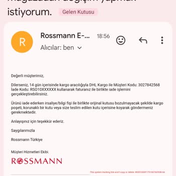 Rossmann İade Taahhüdünü İhmal Ederek Müşteriyi Mağdur Ediyor
