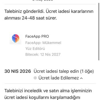 İptal Edilen Faceapp Aboneliği İçin 1000 TL İzinsiz Çekim Ve İade Reddi