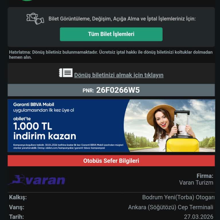 1100 TL Bilet Ücretinin İadesi İçin Şikayet