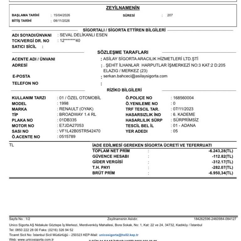 İptal Edilen Sigorta İadesi Gecikti Ve İhmal Edildi