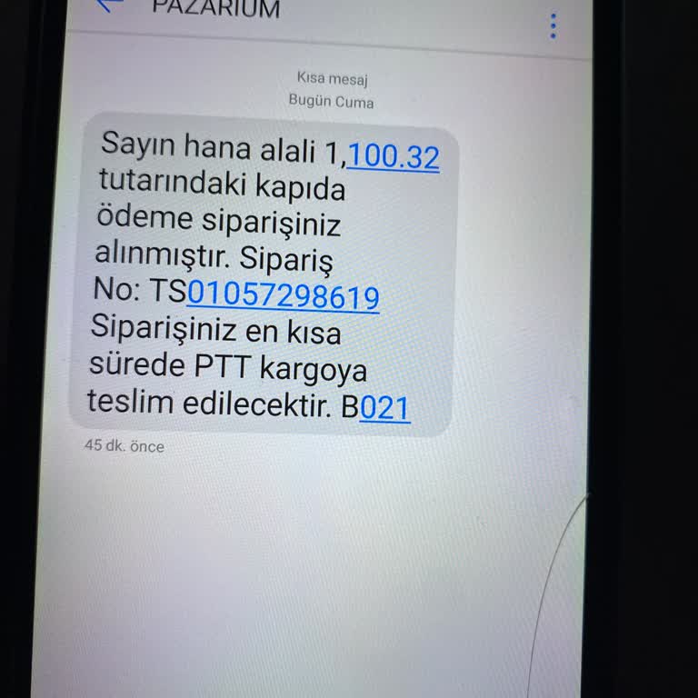 Pazarium Telefon Numaram İzinsiz Siparişte Kullanıldı, Hemen İptal Edilmesini Talep Ediyorum