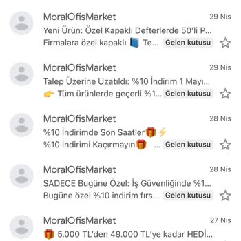 Moral Ofis Market İznim Olmadan Mail Gönderiyor