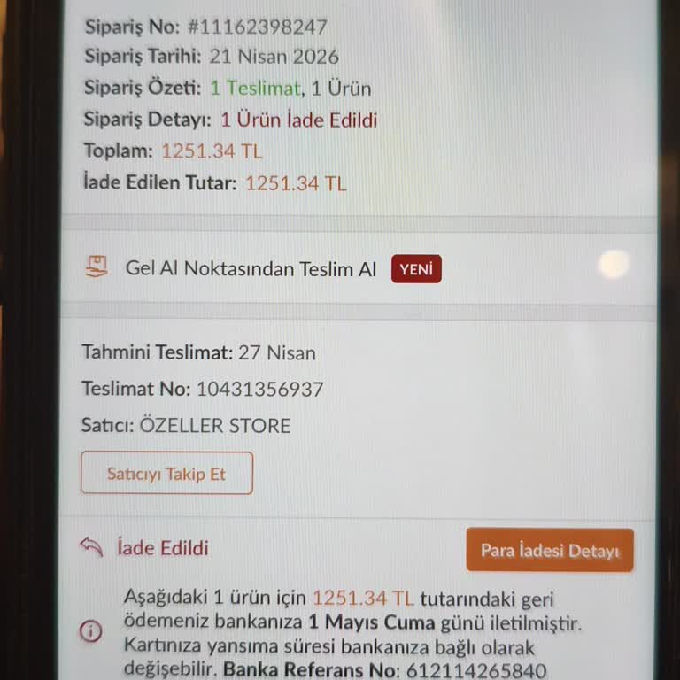 Siparişim Otomatik İade Edildi, Ürün Teslim Edilmedi