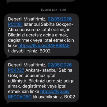 Pegasus Uçuş İptali Nedeniyle 4 Bin TL Ek Ücret Ve Plan Bozukluğu