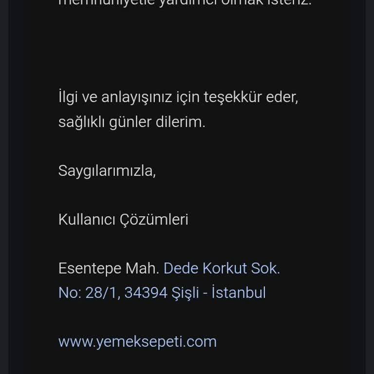 Yemeksepeti'nden Yetkisiz 250 TL Çekim Ve İade Talebi