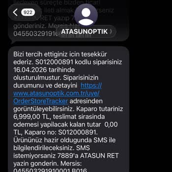 Atasun Optik'te Kayıp Gözlük Çerçevesi Ve Cevapsız Kargo Sorunu