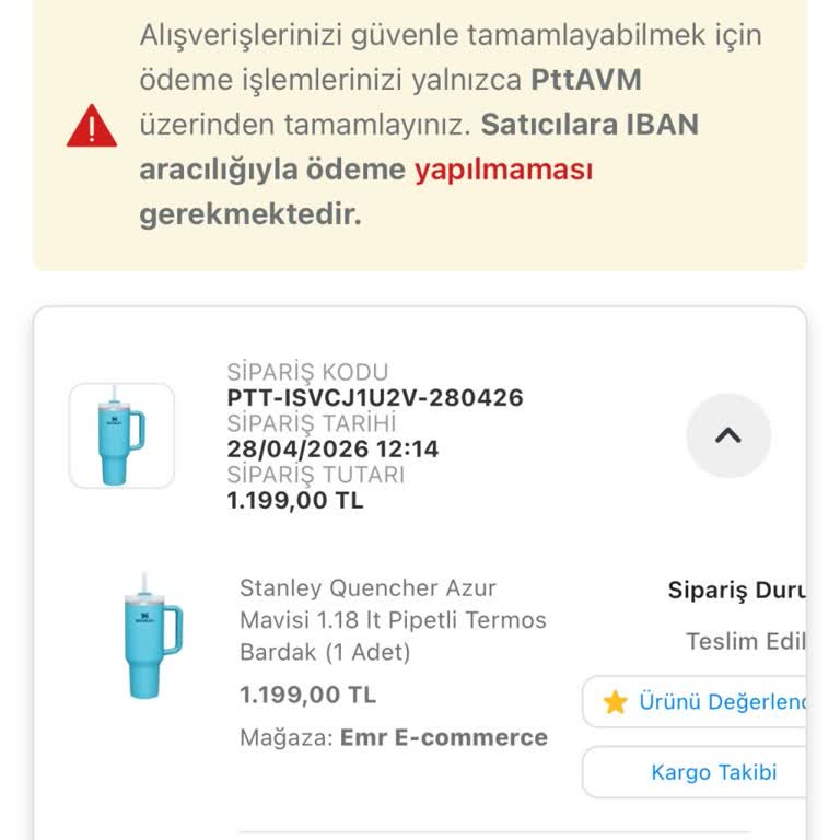 Epttavm'den Sahte Stanley Termos Bardak Gönderildi Ve Tam İade İstendi