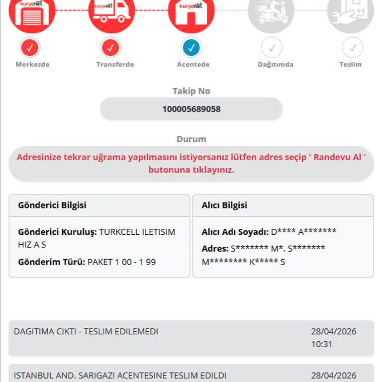 Kuryenet Teslimat Bildirimi Yanlış, Gerçek Teslimat Yapılmadı, Acil Çözüm Bekliyorum