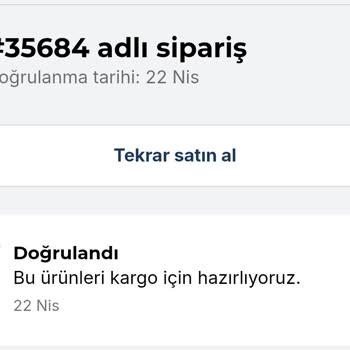Kargoya Verilmemiş Sipariş İçin Acil Bilgilendirme Talebi
