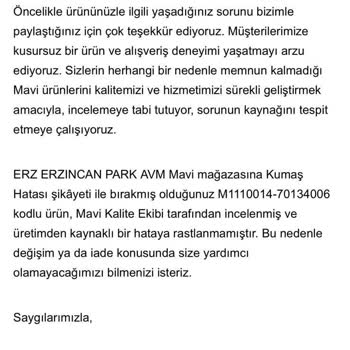 Erzincan Park AVM Mavi Mağazasında Aşırı Terleme Ve İade Redleri