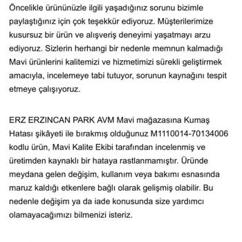 Erzincan Park AVM Mavi Mağazasında Aşırı Terleme Ve İade Redleri