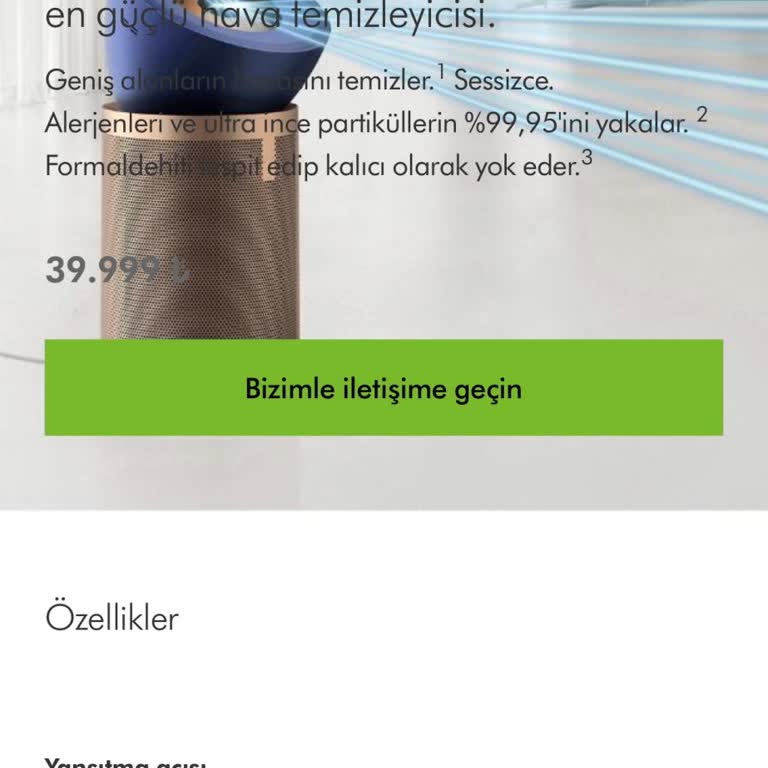 Dyson Purifier Big+Quiet Formaldehyde Modelinde Fiyat Tutarsızlığı