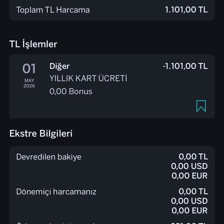 Yıllık 1.101 TL Kart Ücreti Şaşkınlığı Ve Müşteri Hizmetlerine Erişememe