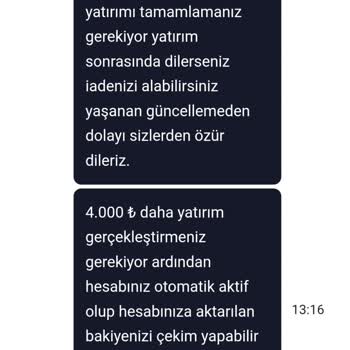 Minimum Yatırma Şartı Sağlandı, 4000 TL Ek Talep Ve Hesap Erişimi Engellendi