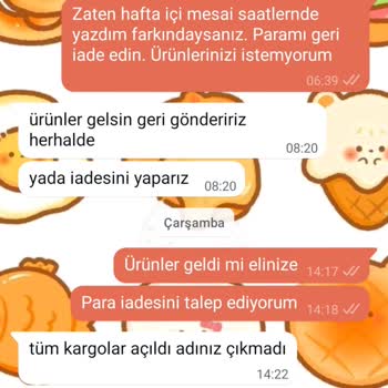 IBAN Ödemeli Sipariş Teslim Edilmedi Ve İade Gelmedi