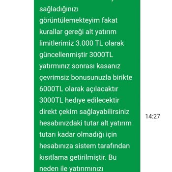 Yatırılan 250 TL Hesaba Yansımadı Ve Hesap Bloke Edildi