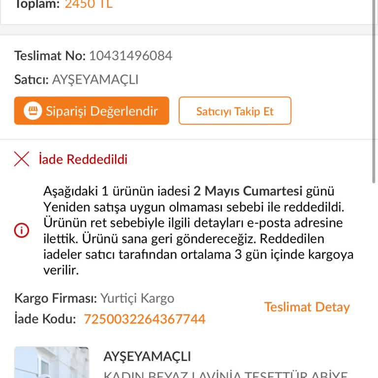 Leke İddiasıyla Reddedilen İade Talebim