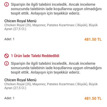 Trendyol GO’da Yanlış Ürün Gönderimi Ve İade Talebimin Reddedilmesi