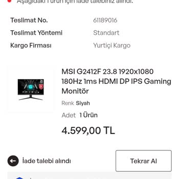 İdefix'ten Alınan Arızalı Monitör İçin Uzun Süreli İade Gecikmesi