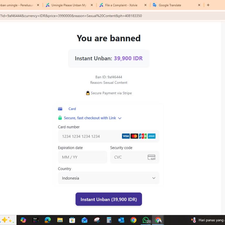 Umingle Ban Appeal for Account Registered with Email