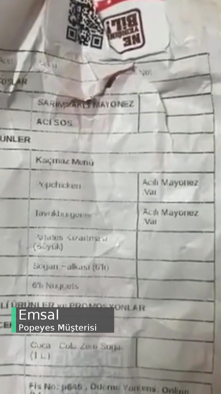 Popeyes Siparişte Eksik Ürün videonun kapak resmi