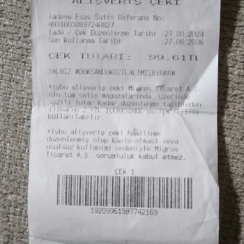 İade Çeki Son Kullanma Tarihinden Önce Pasif Oldu, Migros Yardımsız