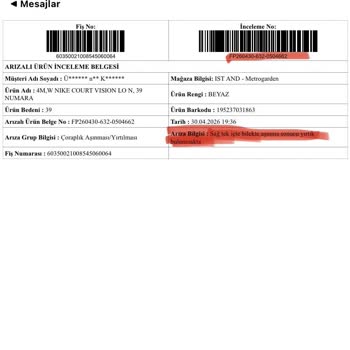Nike Ayakkabısının Garanti Kapsamındaki Kırılması Ve Değişim Talebinin Reddedilmesi