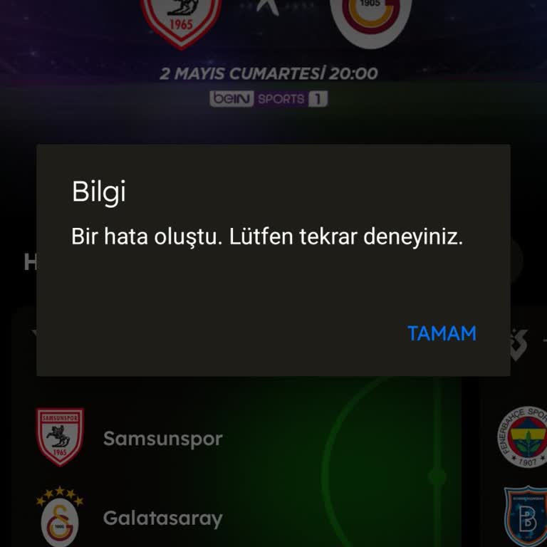 Galatasaray Samsunspor Maçında Canlı Yayına Erişememe Ve Yetersiz Destek