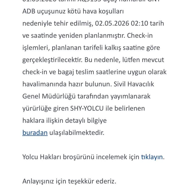 Geç Bilgilendirme Ve Uzun Rötar Sonrası Yetersiz Çay İkramı