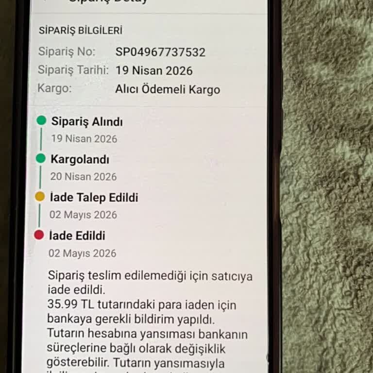 Kargo Bilgilendirmesi Olmadan Geri Gönderilen Ürün İçin Ücret İadesi Talebi