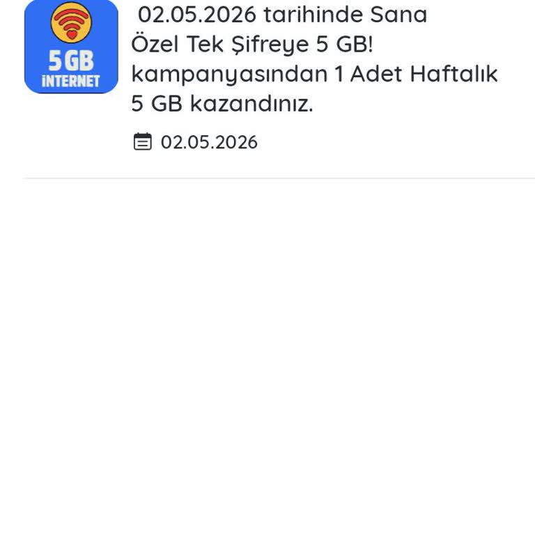 5 GB İnternet Hakkı Cüzdanda Görünmüyor Ve Hatla Eşleşmiyor