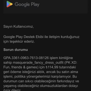 Google Play’de Çocuğumun İzinsiz Harcamalarına İade Reddedildi