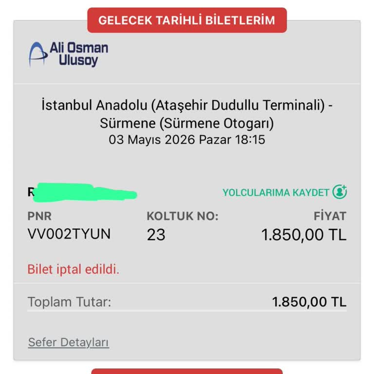 Obilet Biletimin Yetkisiz İptali Ve Kısmi İade Şikayeti
