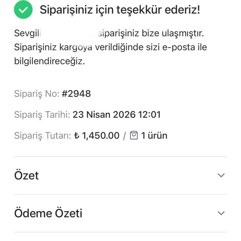 Sipariş Takip Bilgisi Alınamayan 1450 TL'lik Alışveriş