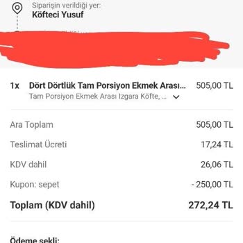 Köfteci Yusuf’ta Görseldekiyle Uyuşmayan Sipariş Ve Ücret İadesi Talebi