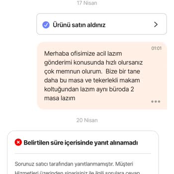 49.950 TL’lik Büro Masa Takımı Kargoya Verilmedi, Satıcı Cevapsız