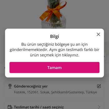 Teslim Bölgesi Dışında Sipariş Onayı Ve Gecikmeli Bilgilendirme
