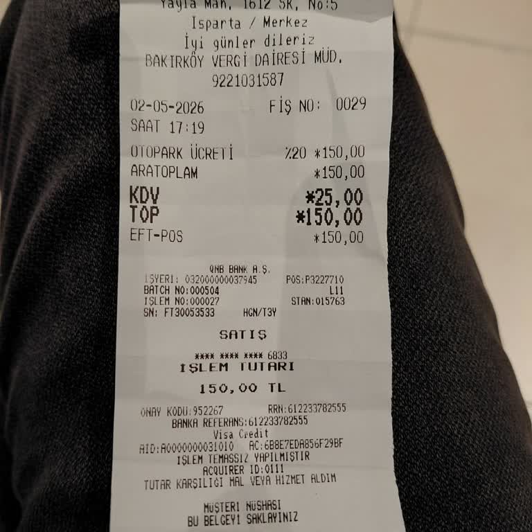 Uyarı Olmadan 150 TL Otopark Ücreti Talep Edildi