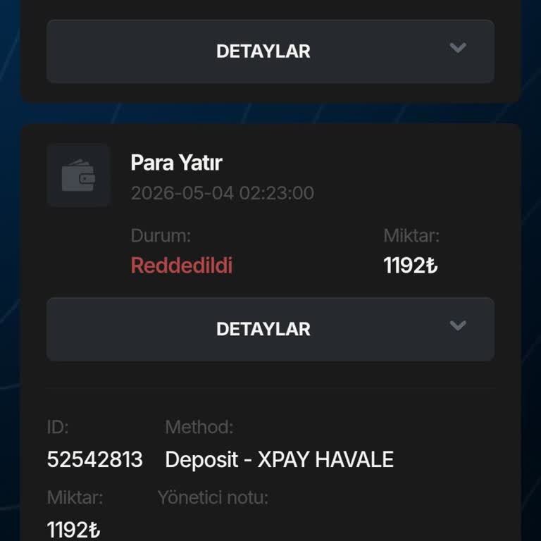 Primebahis Yatırdığım 1192 TL İşlemi Reddedildi, Açıklama Yok