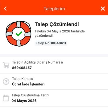 Teslim Edilmeyen Ürün İçin Ücret İadesi Talebi