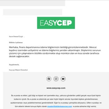 EasyCep'ten İade Ücreti Ödemesi Yapılmadı