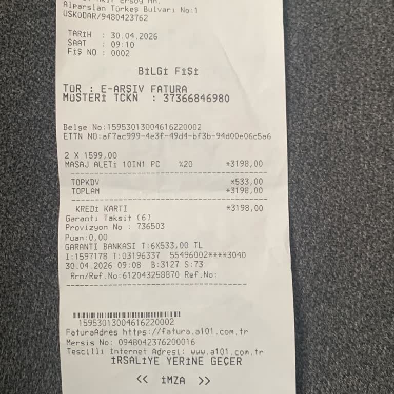 A101 Mağazasında Satın Alınan Masaj Aletinin Kısa Sürede Arızalanması Ve Uzun Garanti Süreci