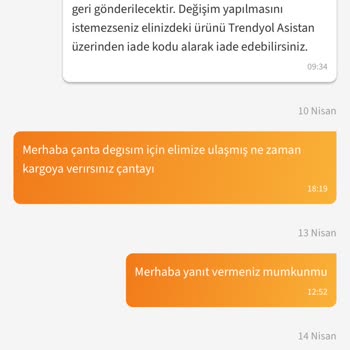 Trendyol’da Çanta İadesi İçin Uzun Bekleme Ve Cevapsız Müşteri Hizmetleri